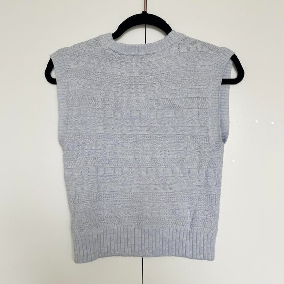 27 Miles Malibu | Pastel baby blue knit sleeveless button up vest sweater top XS - Picture 6 of 8